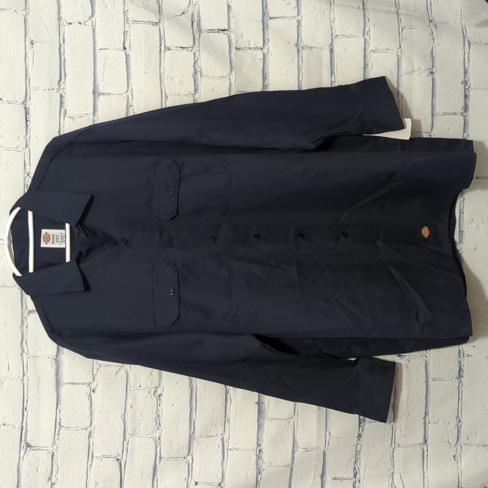 Dickies Men's Dark Navy Blue Long Sleeve Work Shirts Size 2XT 2XL Tall NWT